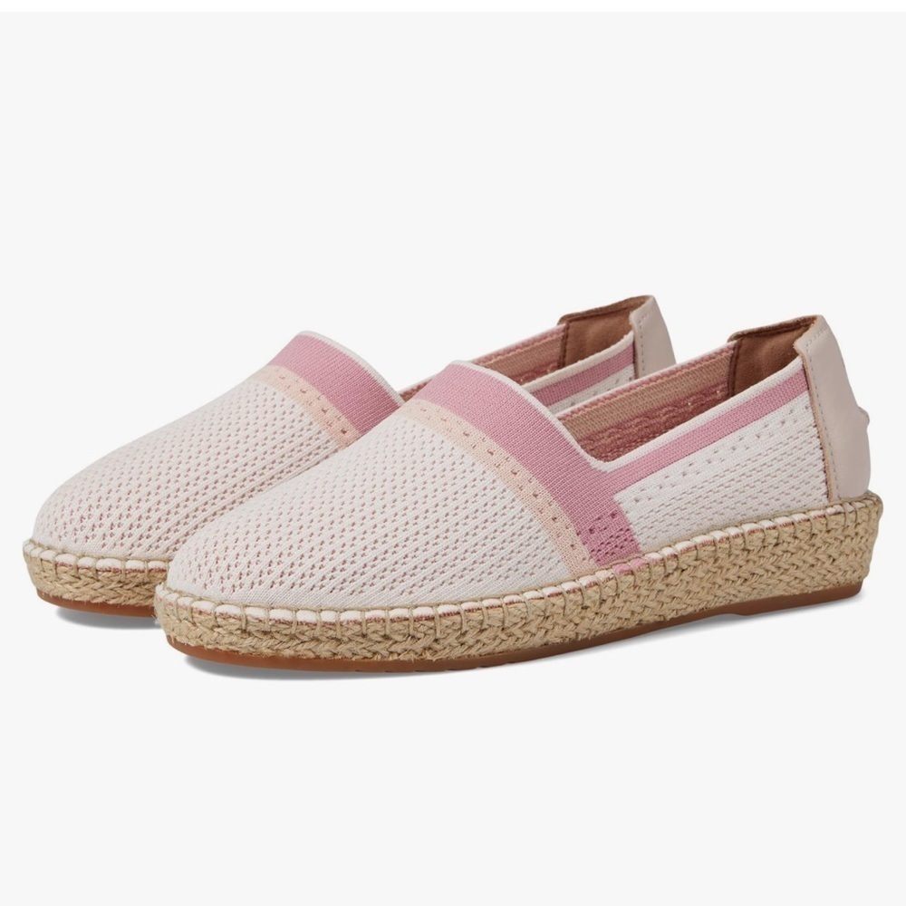 Cole Haan Pink and Cream Knit Espadrille Slip-Ons